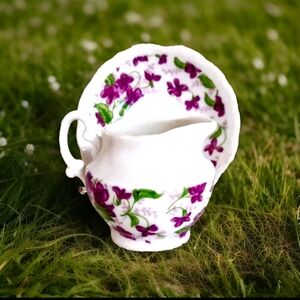 Vintage Japan Napco Violets Creamer & Saucer Spring Table Set
